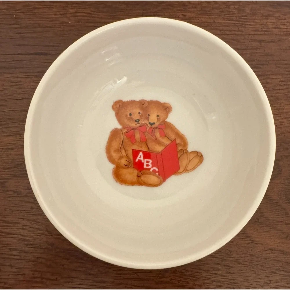 Vintage Curzon Porcelain Childrens Bowl Teddy Bear ABC Alphabet Nursery Ceramic